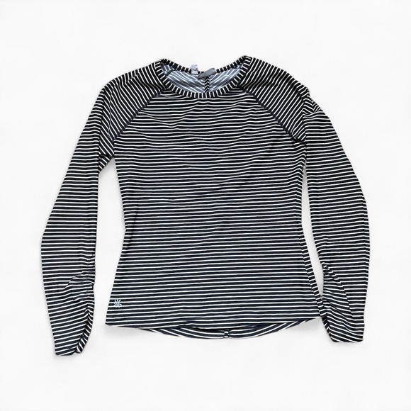 Athleta Gardenia Grove Rash guard Long Sleeve Striped Top Size Small EUC - Picture 2 of 11